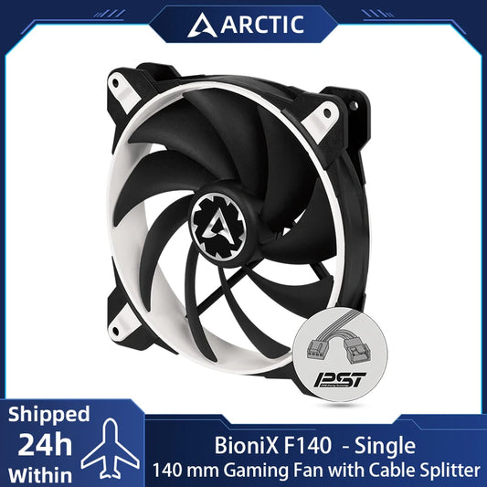 ARCTIC BioniX F140 White 140mm PC Gaming Fan with PWM Sharing Technology Quiet Motor 200-1800 RPM for Computer Cooling
