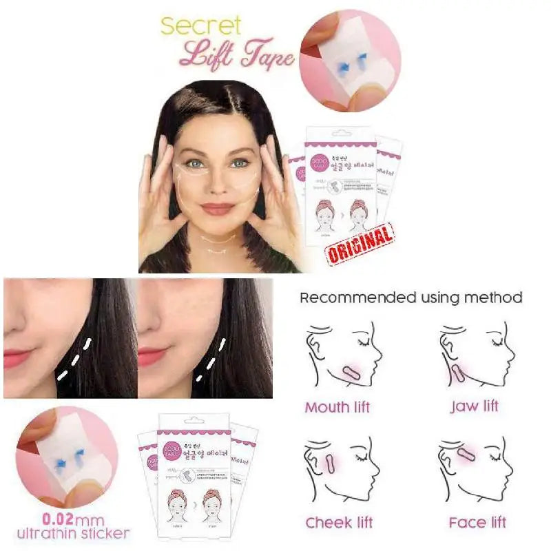 40pcs/10sheets V Lift Face Sticker Invisible Makeup Adhesive Lift Face Tape Slim Patch Breathable Sticker Lifting Tighten Chin