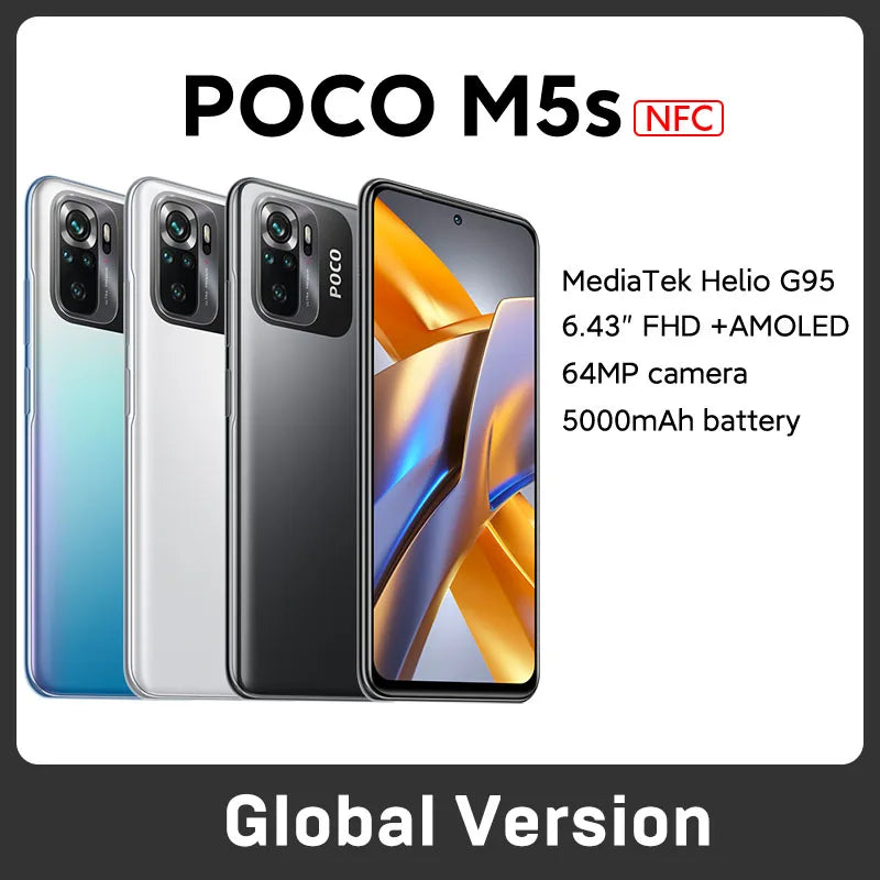 POCO M5s Global Version 64GB/128GB/256GB MTK G95 Octa Core 64MP Quad Camera AMOLED Display 5000mAh 33W NFC