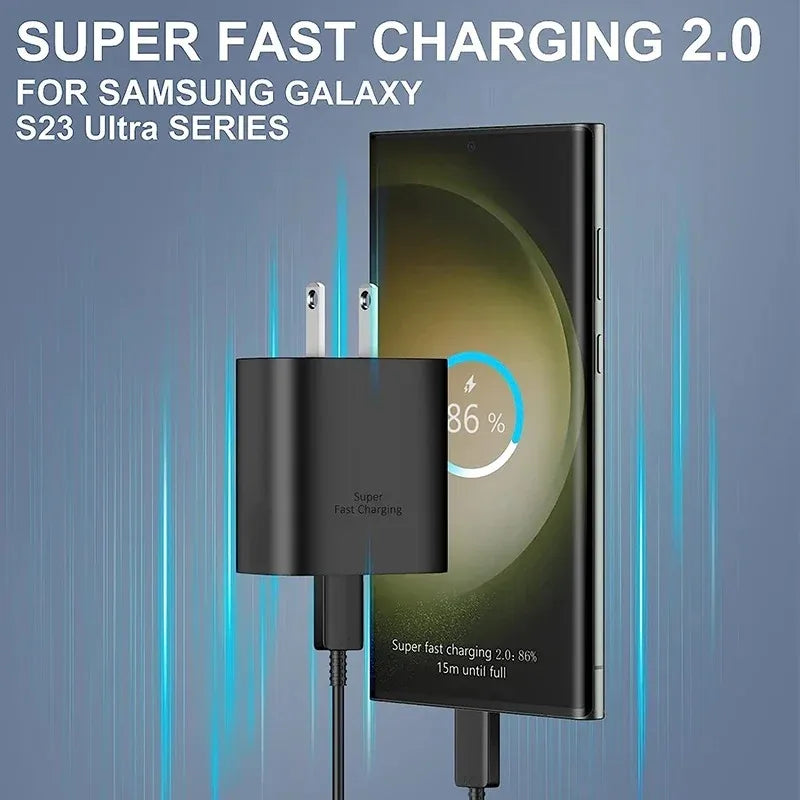 50W USB PD Charger Super Fast Charger Cable Type C Cable Fast Charging For Samsung Galaxy S23 S22 Ultra Note 10+ 5G Wall Adapter