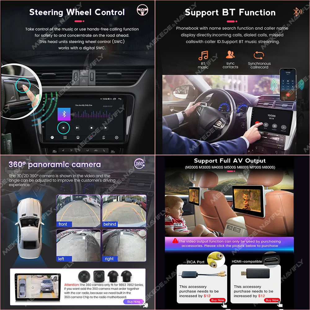 MEKEDE New Android System 7862 8Core DSP Car Multimedia for VW Toyota Universal Autoradio with Carplay RDS GPS BT 4G LTE 5G Wifi