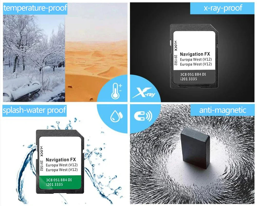 for VW Golf 6 (5K) (2008 -2014) FX V12 RNS 310 WEST Europe Cover Norway Austria UK EN Sat Naving GPS SD Card