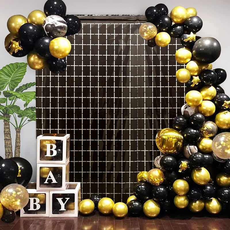 2pcs Party Backdrop Metallic Foil Fringe Tinsel Curtain Adult Kids Birthday Party Wedding Decoration Baby Shower Favor Supplies