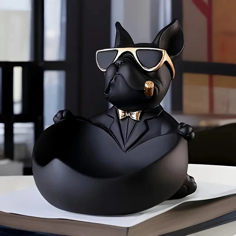 Creative Sunglasses Cool Dog Statue Bulldog Statue Storage Box Animal Decoration Resin Craft Art Statue Home Decoration Gift