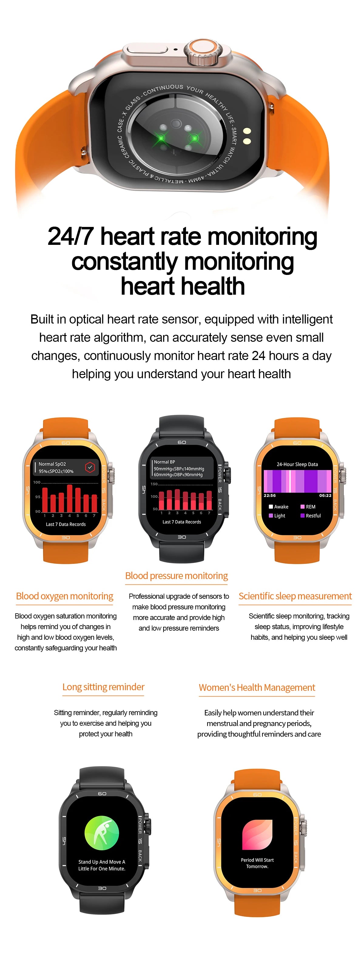 2025 New 49mm Smart Watch Men Women NFC Smartwatch BT Call Waterproof Wireless Charging AMOLED Screen Watch Ultra2 For Apple IOS