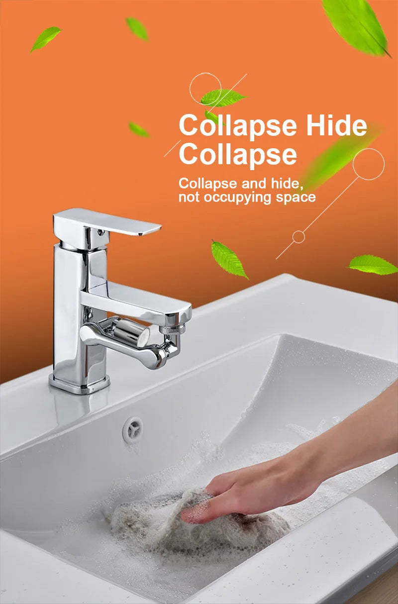 Universal 1080 °Swivel Robotic Arm Swivel Extension Faucet Aerator Kitchen Sink Faucet Extender Mixer Tap Nozzle Water Flow Mode