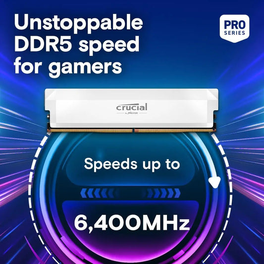Crucial Pro DDR5 RAM 32GB Kit (2x16GB) 6400MHz CL38, Overclocking Desktop Gaming Memory, Intel XMP 3.0 & AMD Expo Compatible