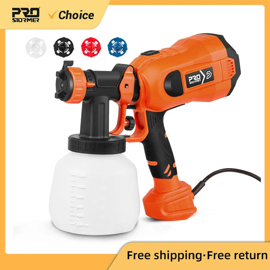 750W Electric Spray Gun 4 Nozzle Sizes 1200ml HVLP Household Paint Sprayer Flow Control Easy Spraying by PROSTORMER