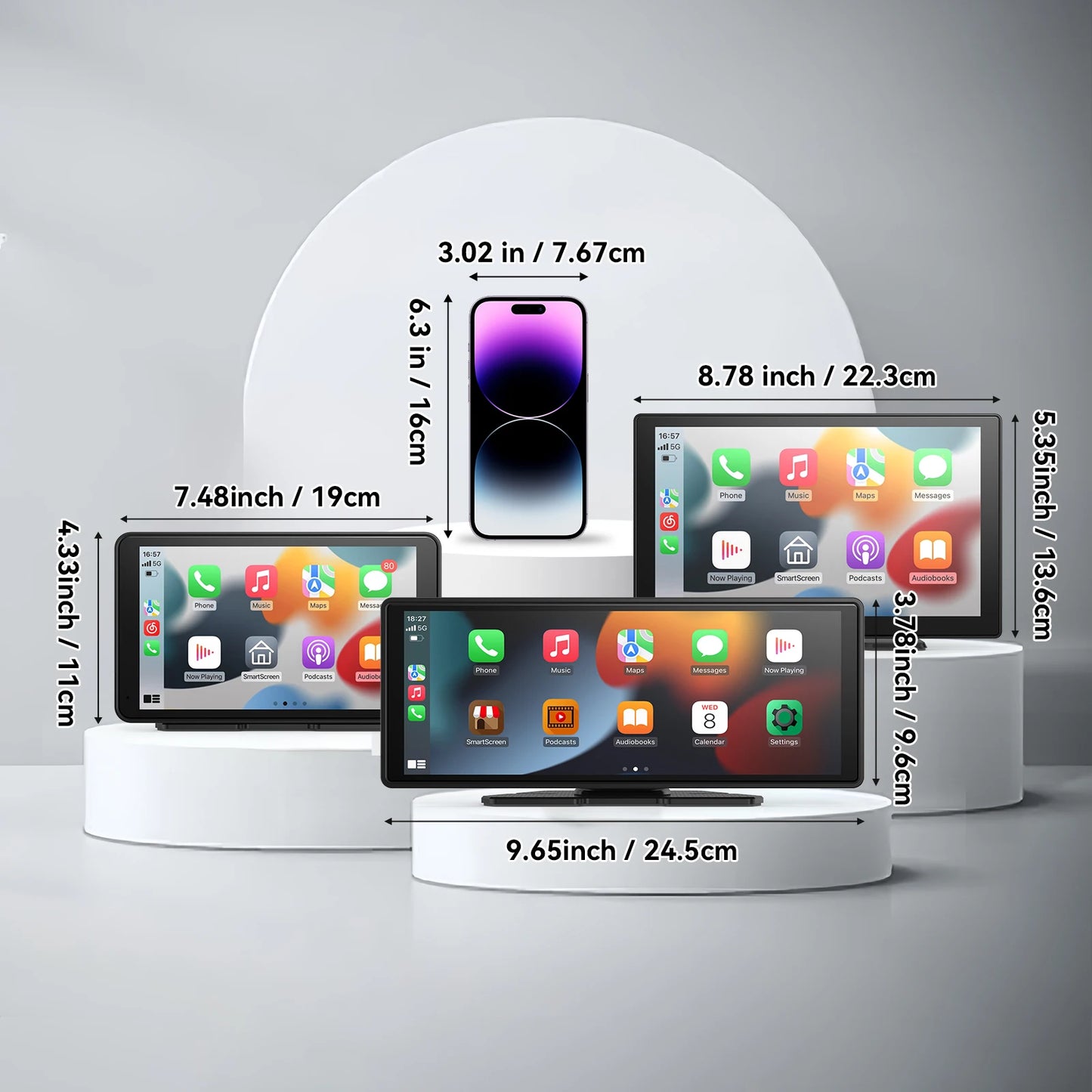 Universal Portable Wireless Carplay Car Stereo, 10.26" inch HD Touchscreen for Car with CarPlay & Android Auto with Mirror Link