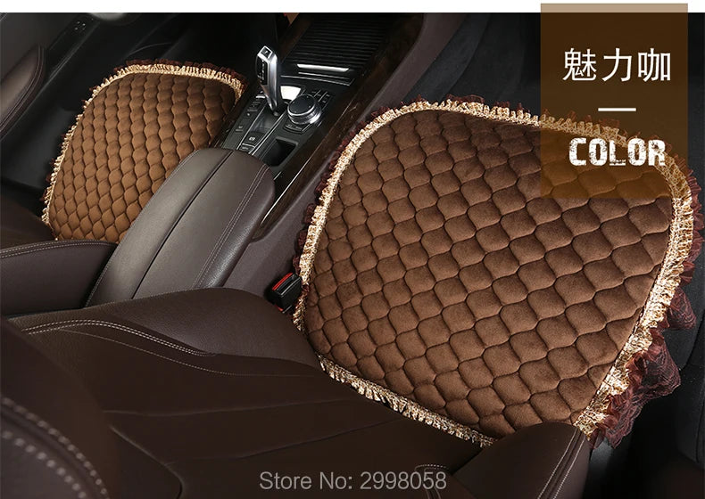 Winter Warm Plush Car Seat Cover Velvet Lace Seat Cushion Pad Auto Chair Car Seat Protector For Lady Girl Women