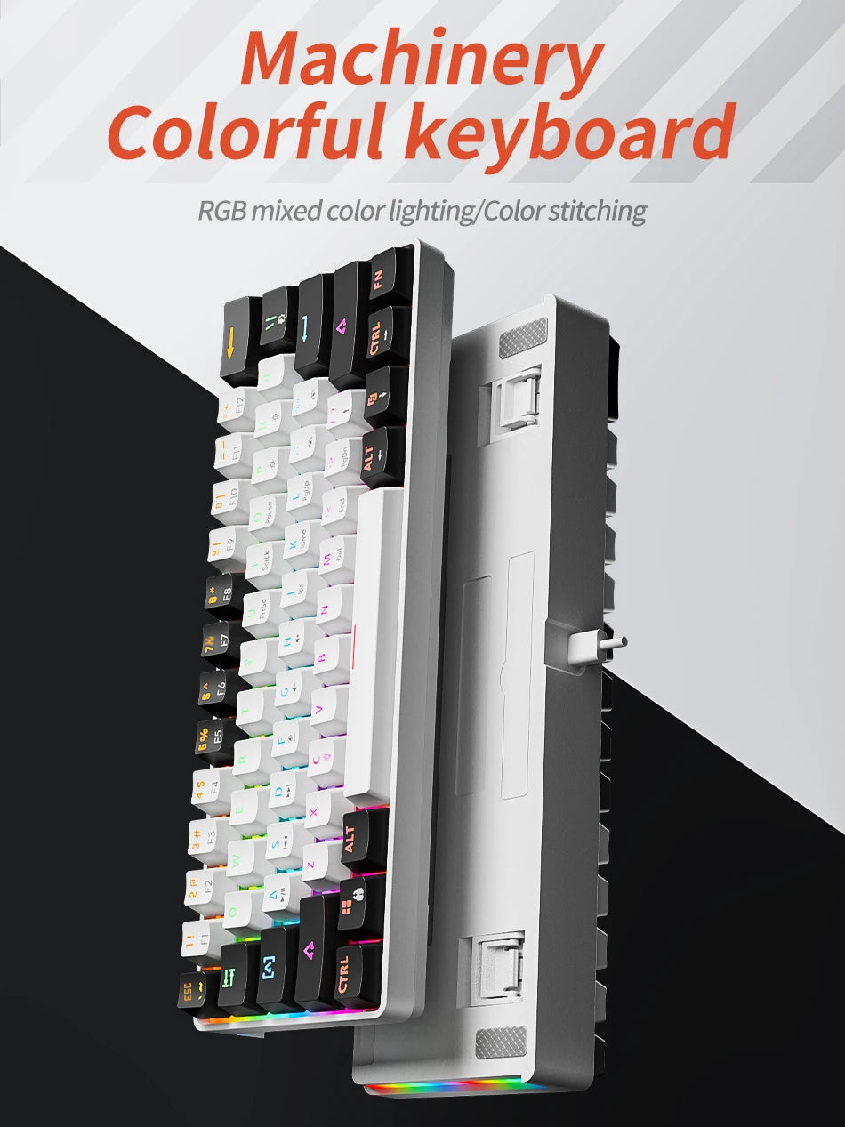 MUCAI mechanical keyboard 61 key mini portable wired cool light effect red axis hot swappable e-sports game office desk keyboard