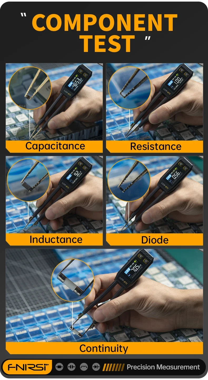 FNIRSI LCR-ST1 Smart Bridge Tweezer LCR SMD ESR Tester Resistance Capacitance Inductance Continuity Diode Test Auto Multimeter