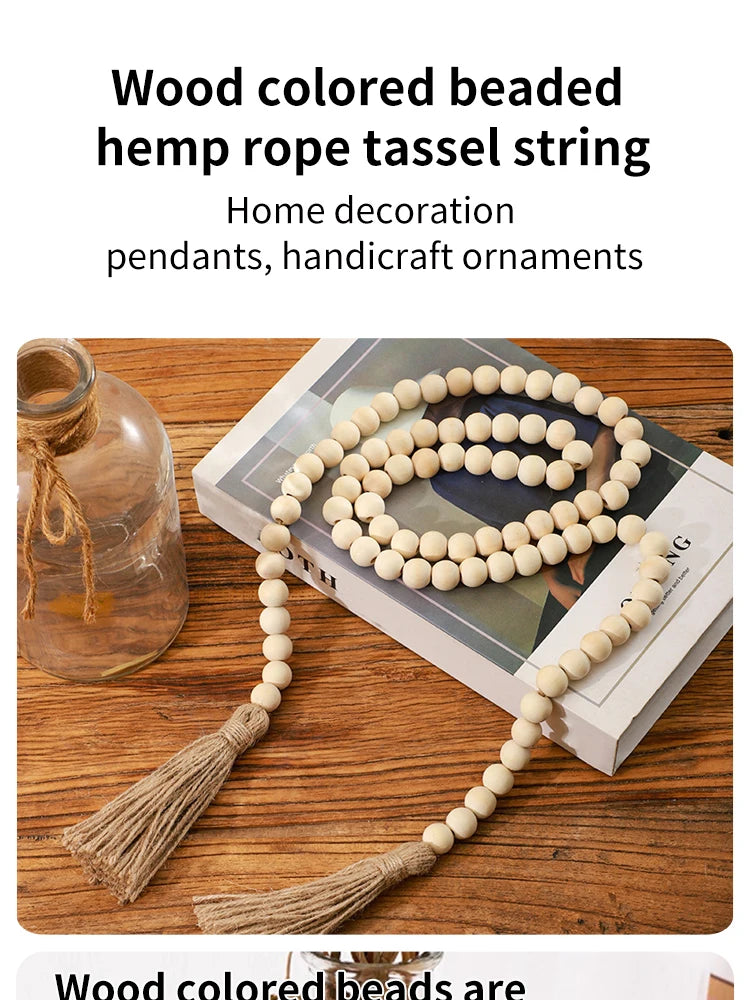 Decorative Bead Twine Tassel Strand, Log Colour Boho Decorative Wall Decor, Home Decor Craft Ornament, Gothic Style, for Prayer