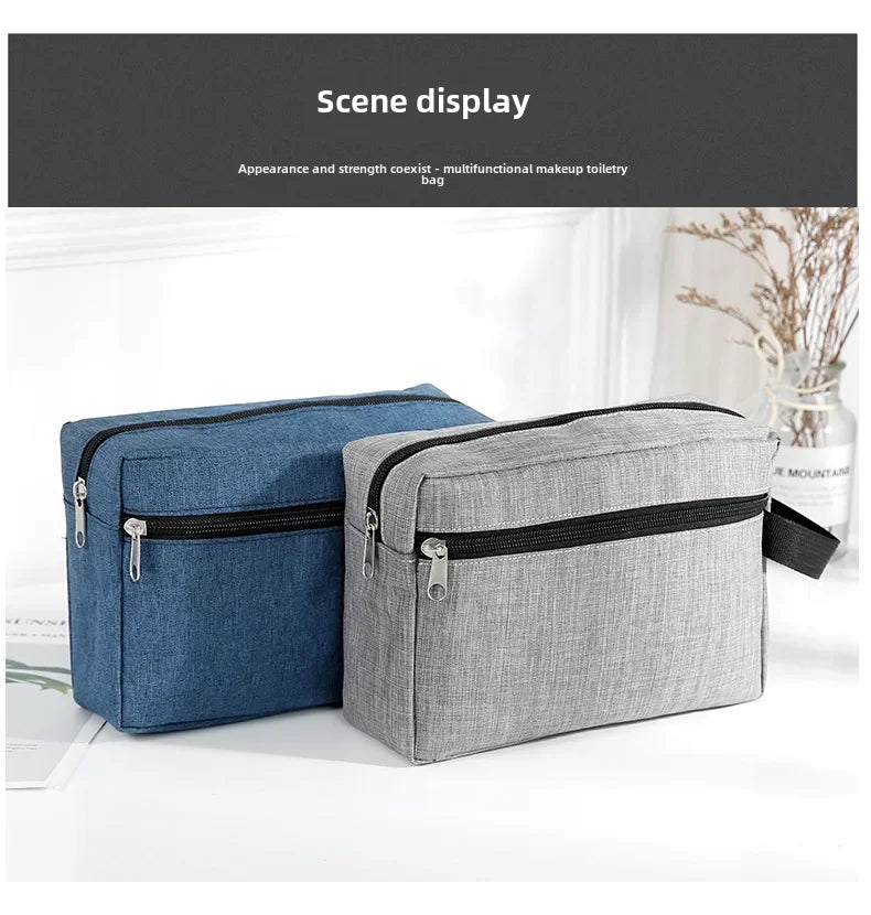 Multifunctional Simple Waterproof Oxford Cloth Cosmetics Bag Thickeneded Double-layer Cosmetic Bag Large Capacity Portable St...
