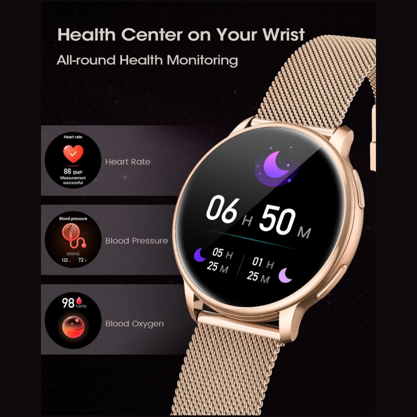 Smartwatch With Wireless Call/Dial, Female Functions, Sleep, 19 Sports Modes, Music Player, Pedometer - Perfect Birthday Gift Fo