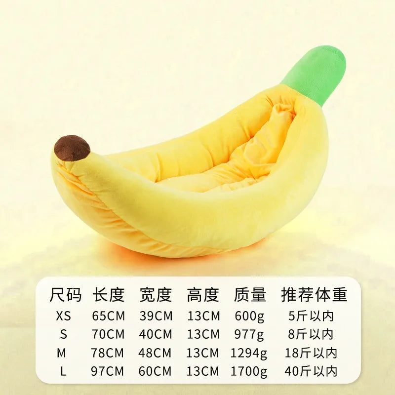 Creative Banana Bed, Cat Bed, Boat-shaped Dog Bed Pad, Detachable and Washable, Warm Pet Bed for All Four Seasons