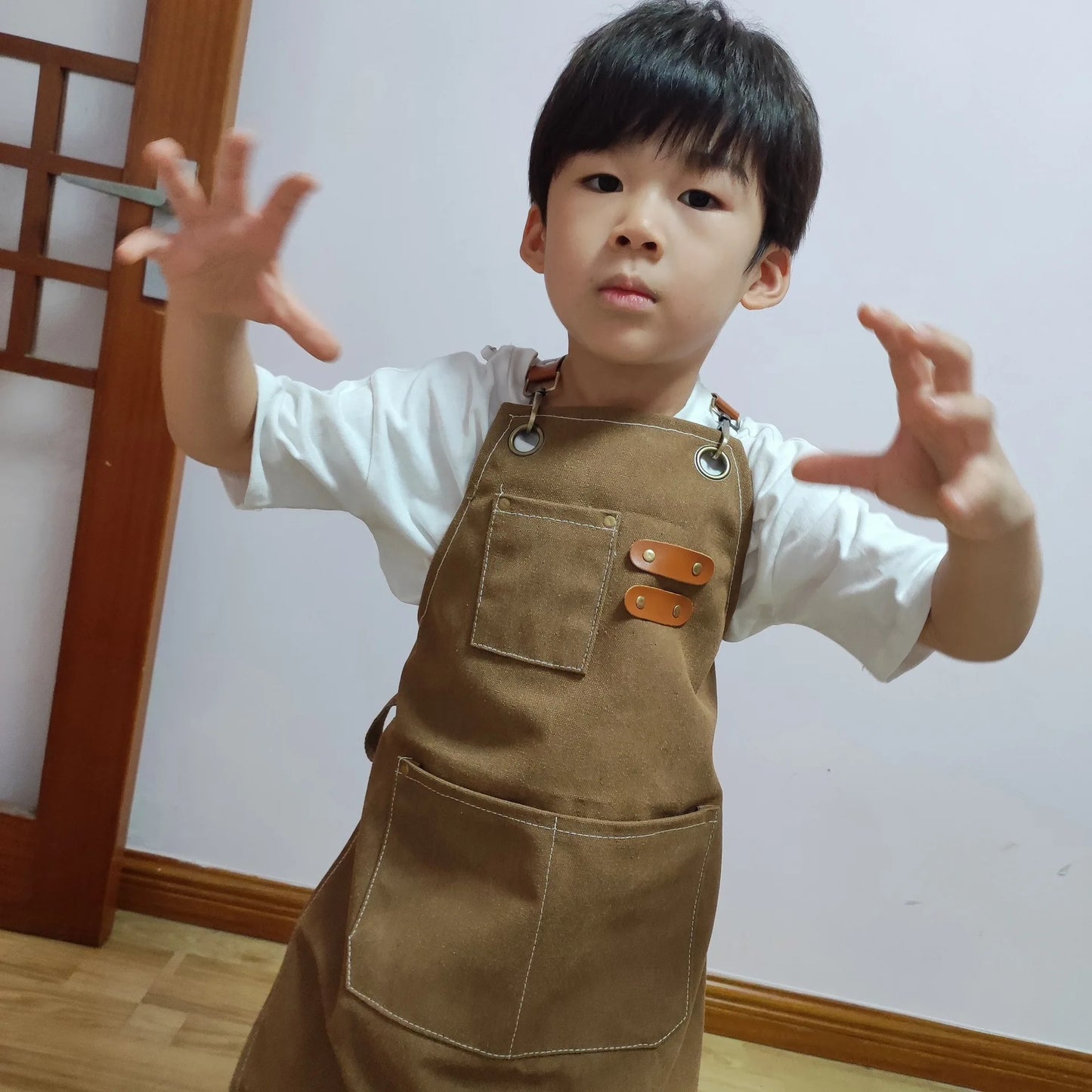 Kids Thick Canvas Denim Bib Apron Children Outdoor Kitchen Art Apron Cooking Workshop Heavy Work Apron Fabric Work Kindergarten
