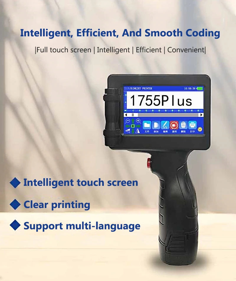 Portable Handheld Inkjet Printer 12.7mm Label QR Bar Batch Code Date Number Logo Expiry Date Coding Machine 28 Languages