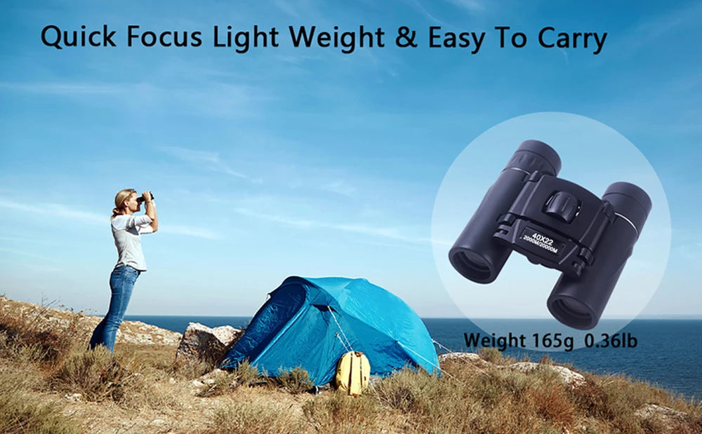 40x22 HD Powerful Binoculars 2000M Long Range Folding Mini Telescope BAK4 FMC Optics For Hunting Sports Outdoor Camping Travel