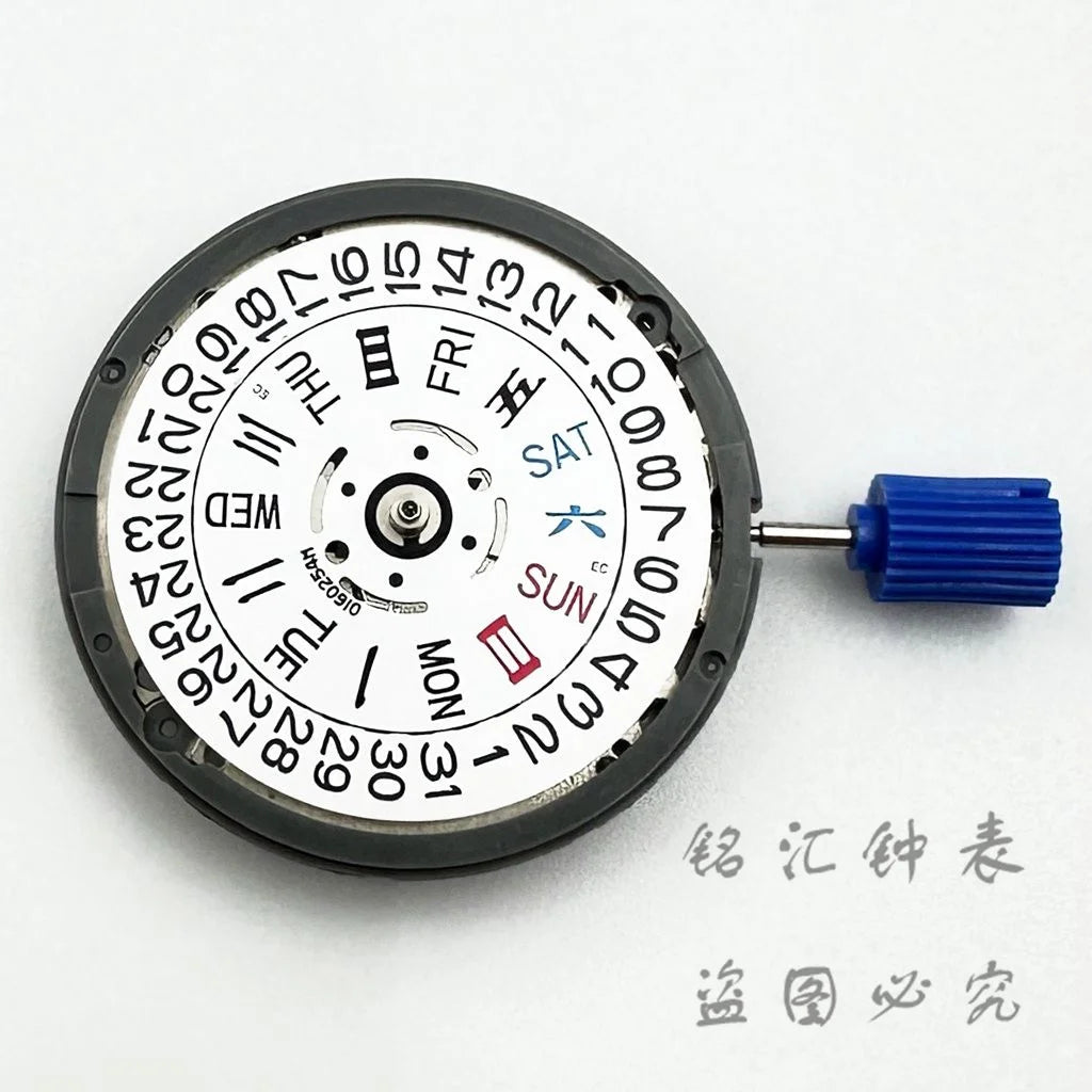 White Calendar NH36 24 Jewels Automatic Movement Crown at 3.0 And 3.8 O'Clock NH36 Watch Parts Stem Set