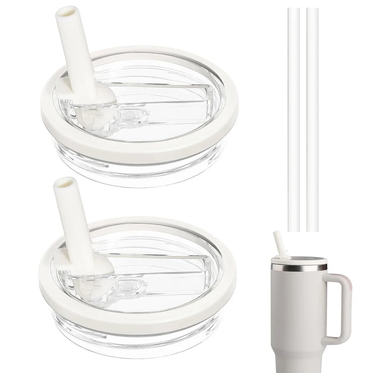 2 PCS 40Oz Tumbler Flip Straw Lid Replacement Fit for Stanley Quencher Spill Proof Splash Reusable Tumbler Cover for Stanley Cup