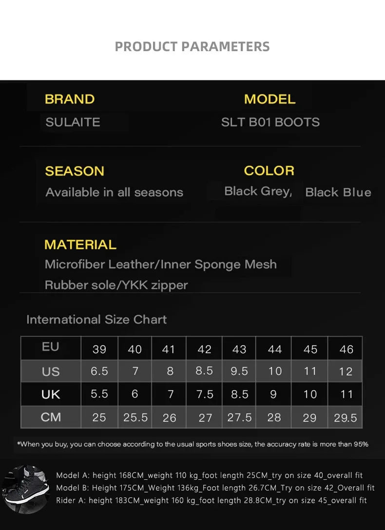 Men Motorcycle boots Breathable Anti-fall Rider Road Racing Casual Shoes Boots Gear Shift Rubber Sole Reflective Motorbike Shoes