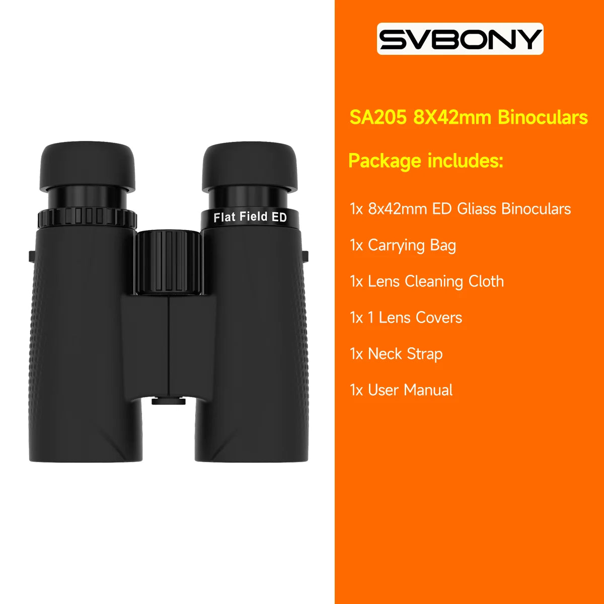Svbony SA205 Binoculars ED Flat-field 8X42/10X42 Professional IP67 Waterproof BAK4 Twist-up Eyecups for Travelling Bird Watching