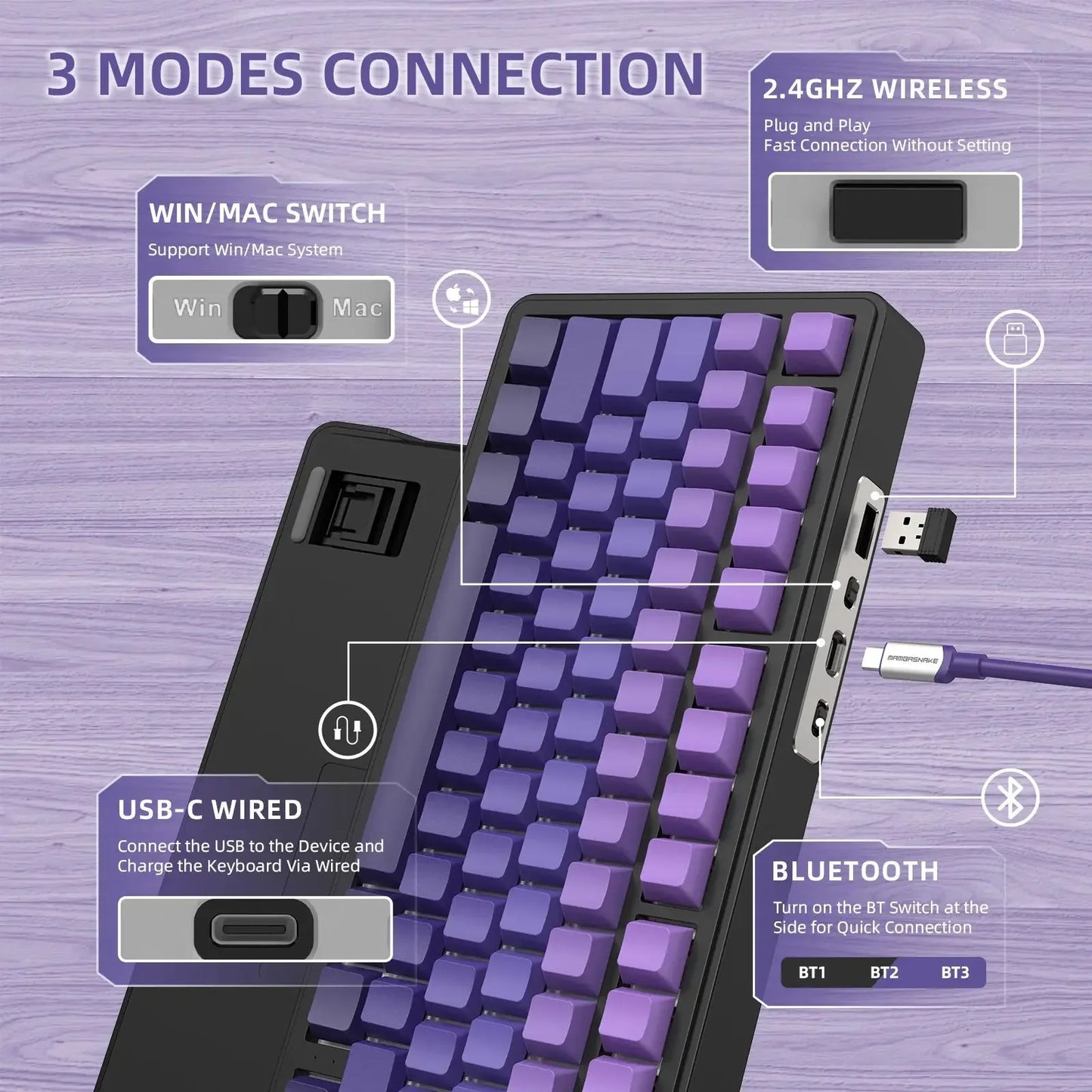 Attack Shark X85 Wireless Keyboard Game Mechanical Keyboard 75% RGB Tri-mode GASKET Structure Full-key Hot-swap Game Accessories