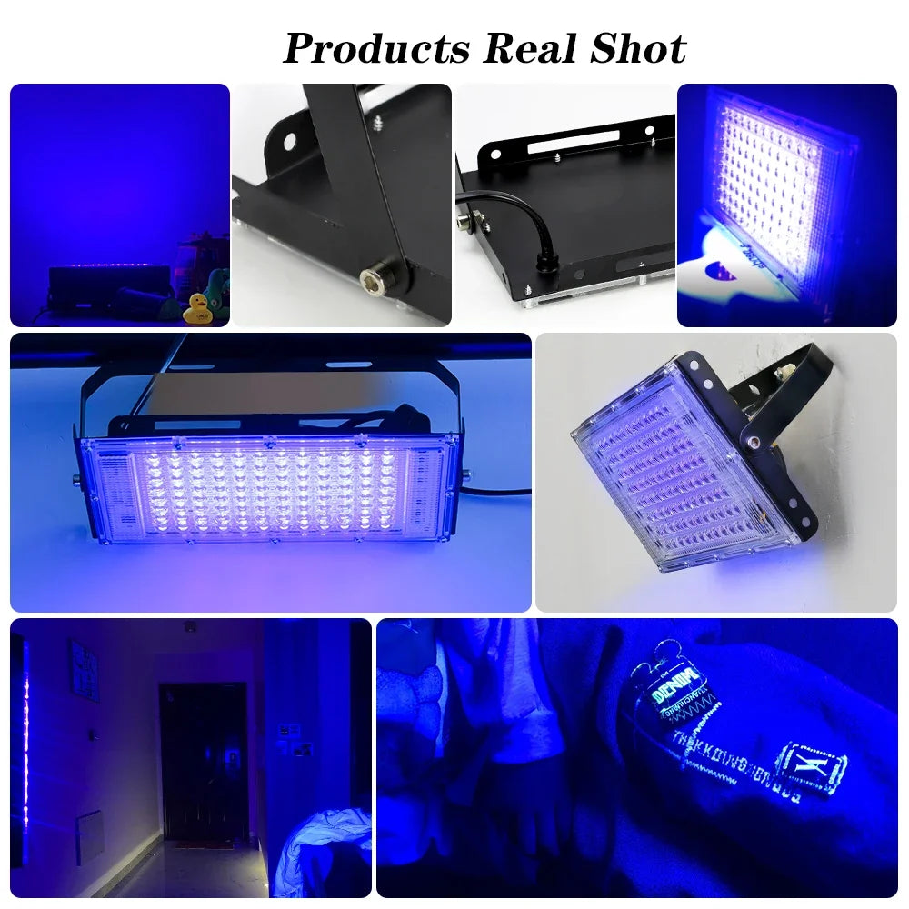 UV Flood Light AC 220V 50W 100W LED Stage Blacklight Ultraviolet Flood Effect Light for Halloween Xmas Dance DJ Disco Party Bar