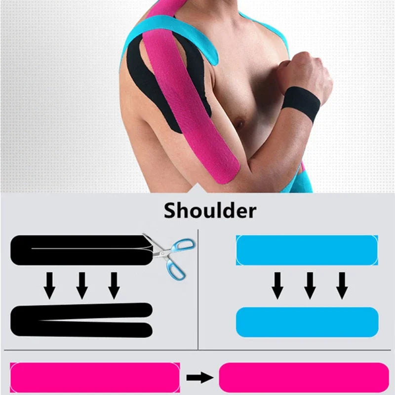 2.5cm*5m Sports Kinesiology Tape  Recovery Self Adherent Bandage Wraps Waterproof Cotton  Tapes for Muscle Pain Relief