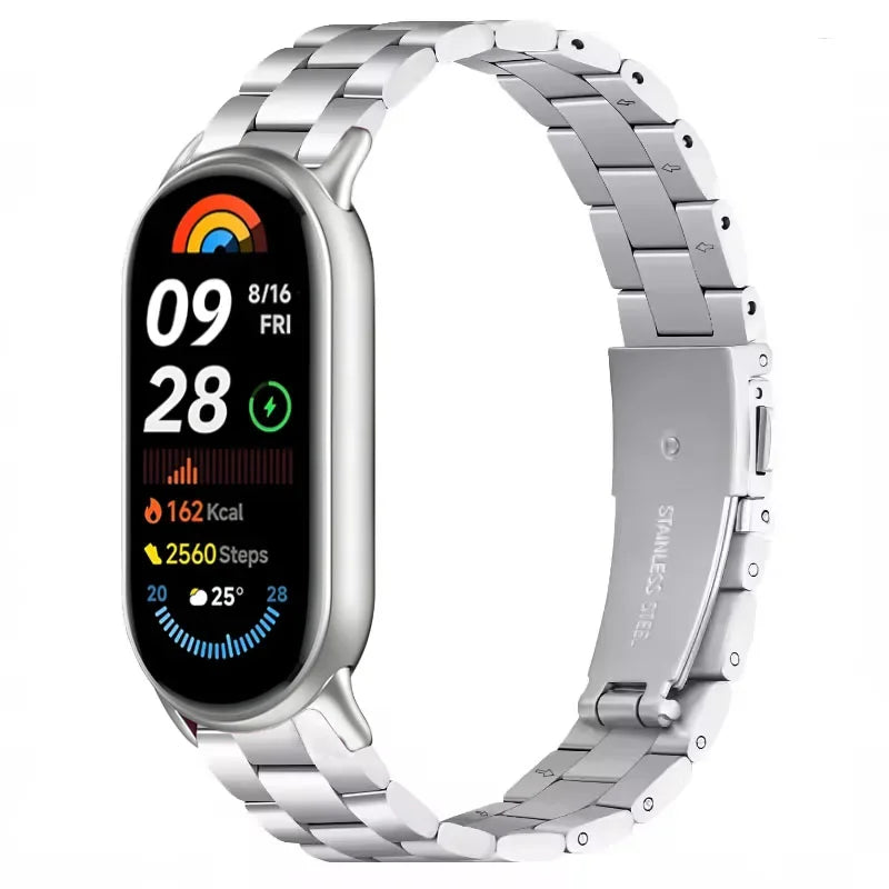Metal Strap for Xiaomi Mi Band 10 9 8 Smartwatch Stainless Steel Comfortable Band for Miband 10 9 8 Replacement Bracelet Correa