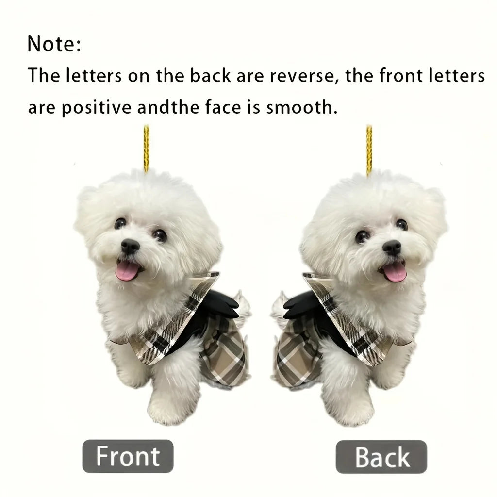 2D flat acrylic cute puppy holiday gift pendant cross-border car interior rearview mirror decoration pendant backpack pendant