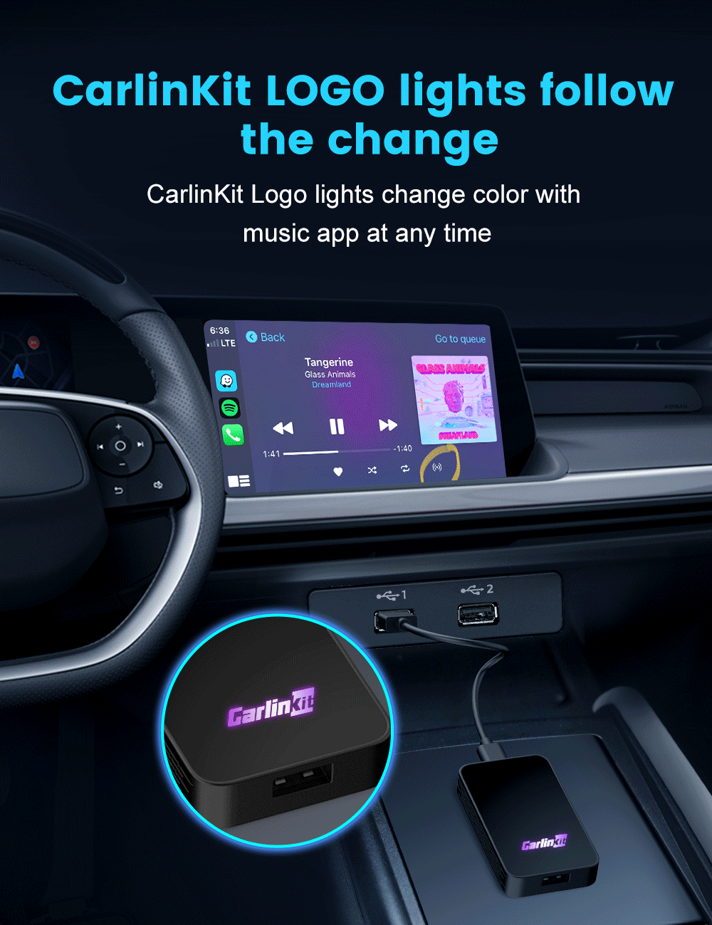 CarlinKit 5.0 Wireless CarPlay Android Auto Adapter 3 in 1 Wireless Car Adapter for Mazda Toyotal Peugeot Volvo Kia Spotify