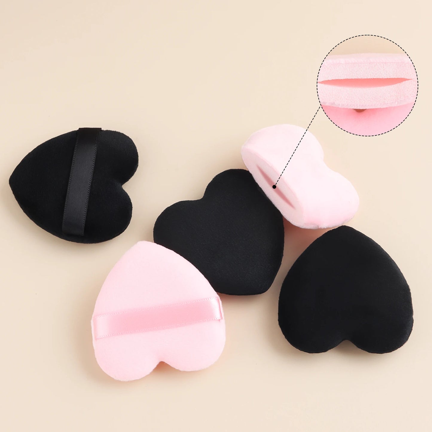 Powder puff, 6pcs/box heart shaped fluffy soft skin-friendly make-up tools can be reused