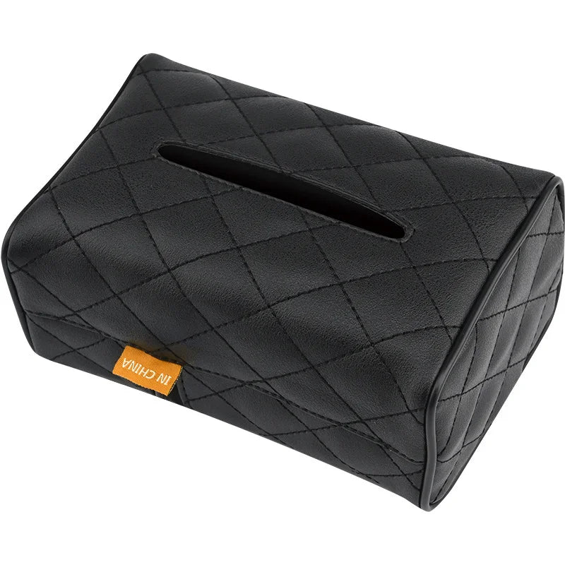 Solid Color Checkered Leather Wear-Resistant Tissue Box Car Seat Back Sunshade Hanging Tissue-Bag Buckle