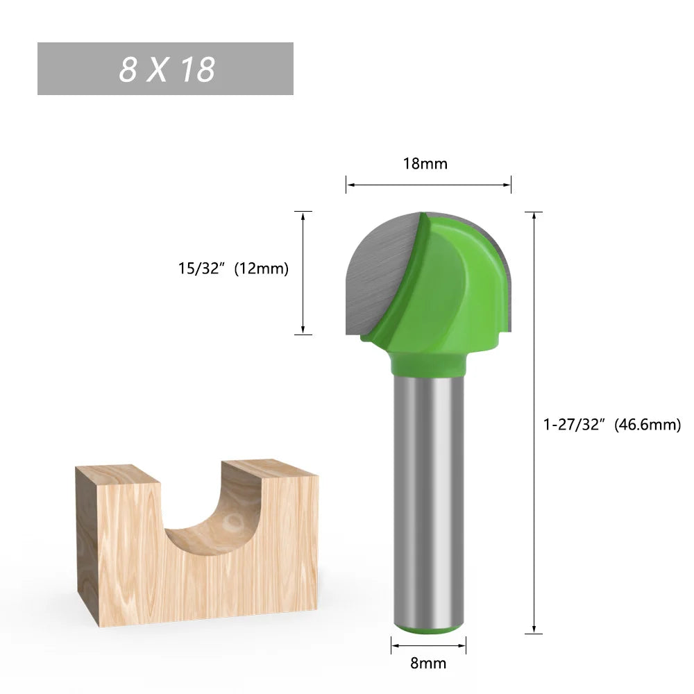 Round Bottom Over Nose Router Bit CNC 6mm Router Bit Set Carbide Ball End Mill 6mm 8mm for Wood Woodworking