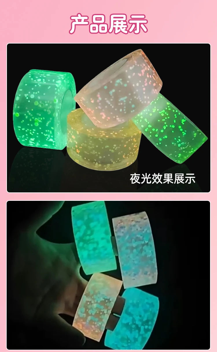 1PCS Random Color Glow-in-the-dark Nano Tape Shinny Packing Stationery New Arrival Double Sided Office School Colorful Tape