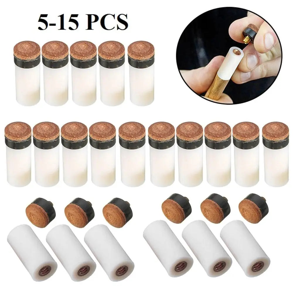 5Pcs/Pack 10/11/12/13mm Billiard Replacement Set Pool Cue Tips Pool Billiard Cue Stick Ferrules Screw-On Tips for Snooker