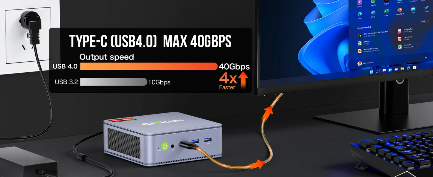 GMKtec K6 Mini PC AMD R7-7840HS 8C/16T 16GB DDR5 512GB PCIe 4.0 SSD Mini Desktop Computer Window 11 Pro WiFi 6E/BT5.2 Type-C