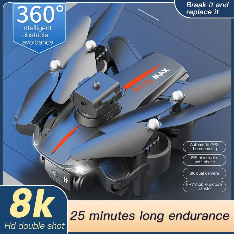 P11S PRO MAX Drone 8K HD Camera GPS Professinal Four-way Intelligent Obstacle Avoidance Foldable Quadcopter RC 5000M Toys Gifts