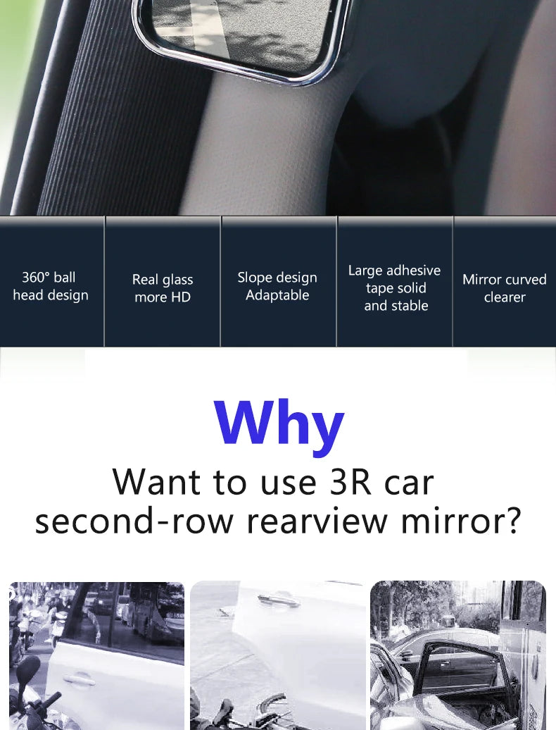SEAMETAL Car Rearview Mirror Auxiliary Blind Spot Wide-angle Mirror Adjustable Mirror Exit The Car Auxiliary Observation Mirror