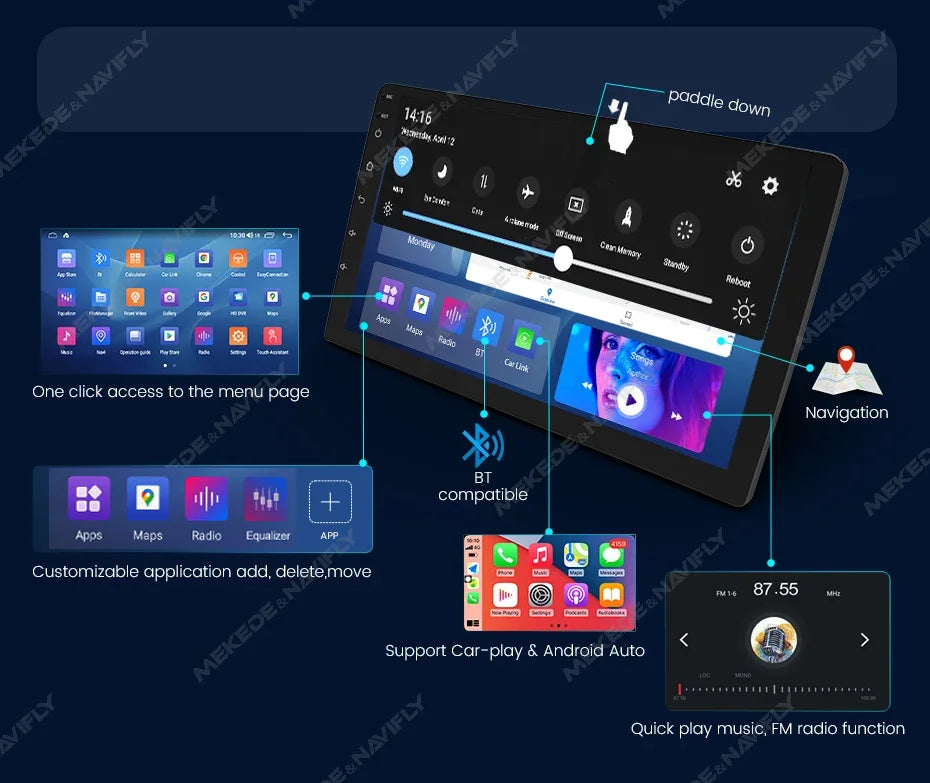MEKEDE New Android System 7862 8Core DSP Car Multimedia for VW Toyota Universal Autoradio with Carplay RDS GPS BT 4G LTE 5G Wifi