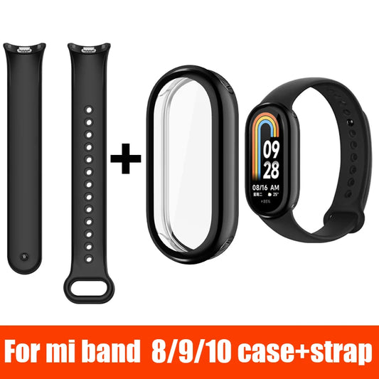 2pcs For Xiaomi Band 8 9 10  Watch Case Breathable Smart Watchband Replacement for Xiaomi Mi Band 10 9 8 Strap