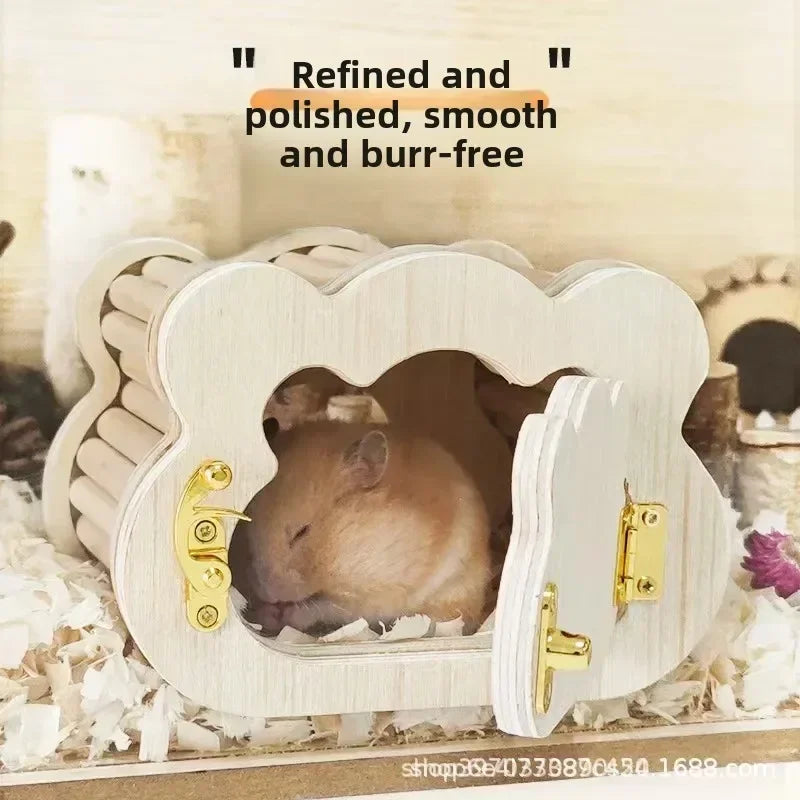 Hamster Voyeur Series Wooden Nest House Avoidance Observation House Cute Golden Bear Flower Branch Mouse Entertainment Intera