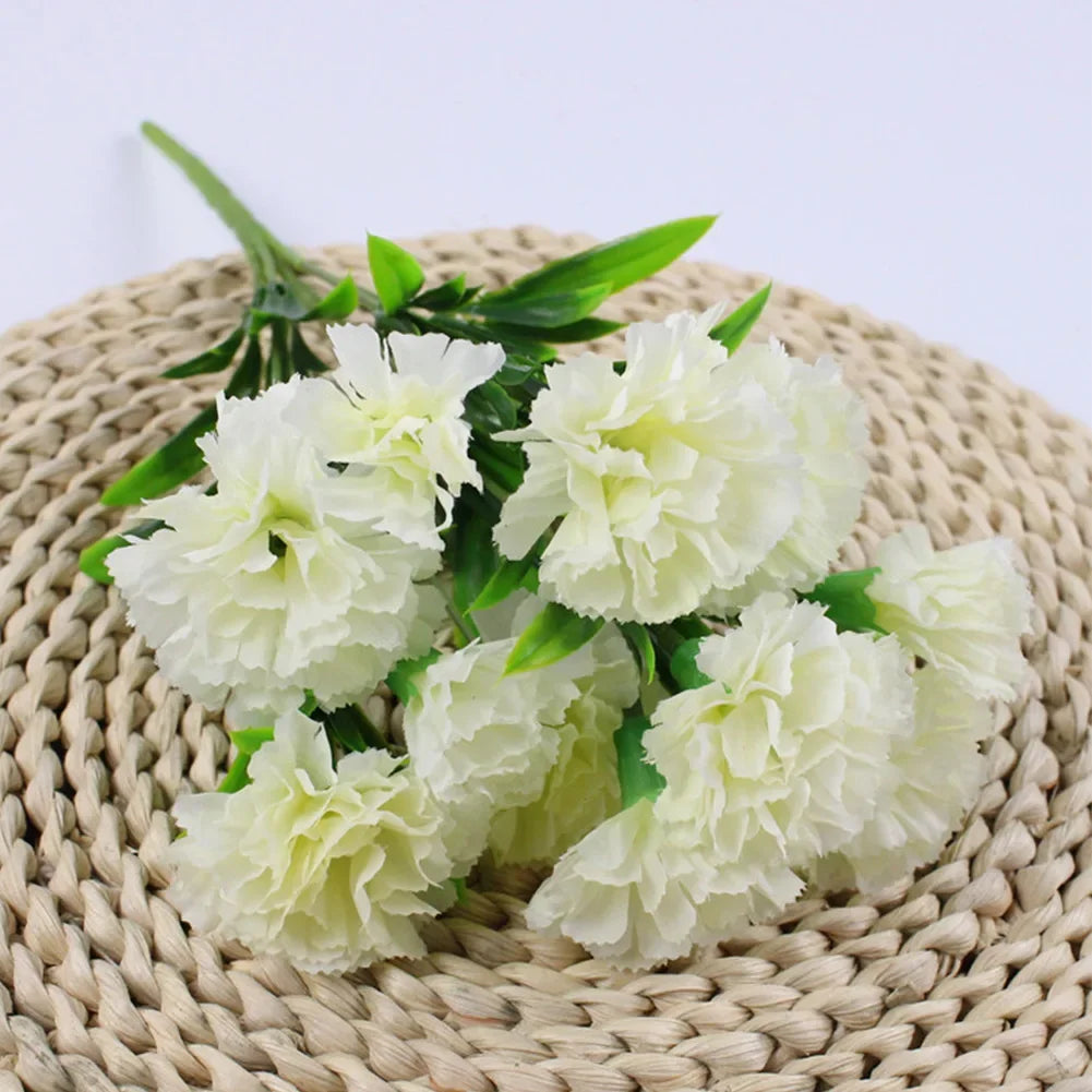 1 Bouquet Carnation,Outdoor UV Resistant No Fade Artificial Flower,Carnation Silk Forever Flowers For Home Party Wedding Decor
