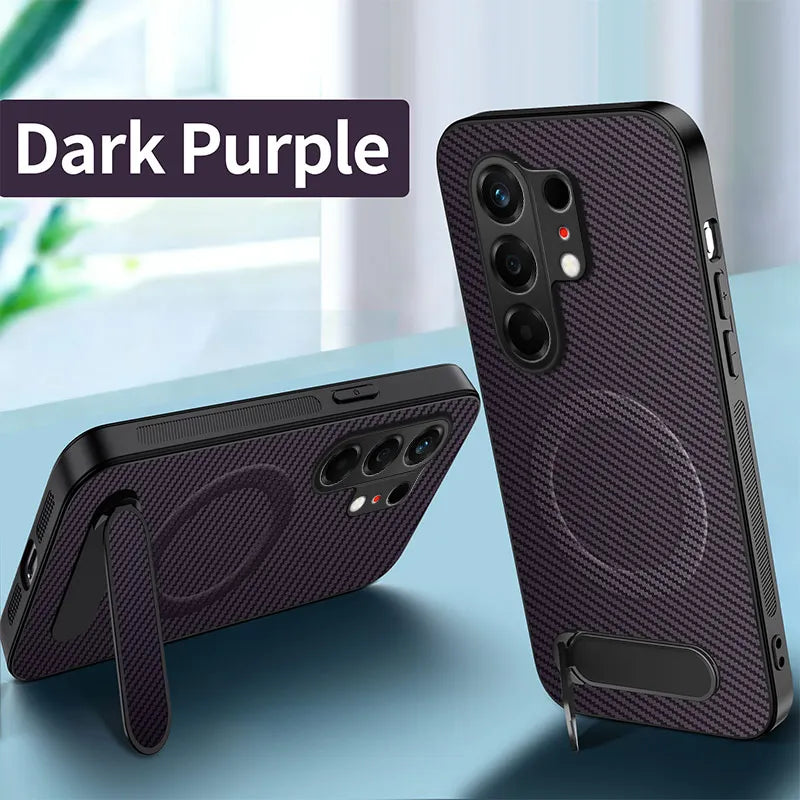 For Tecno Camon 50 40 Pro Plus Case Carbon Fiber Texture Magnetic Bracket PC Cover For Tecno Camon 40C Shockproof Bumper Funda