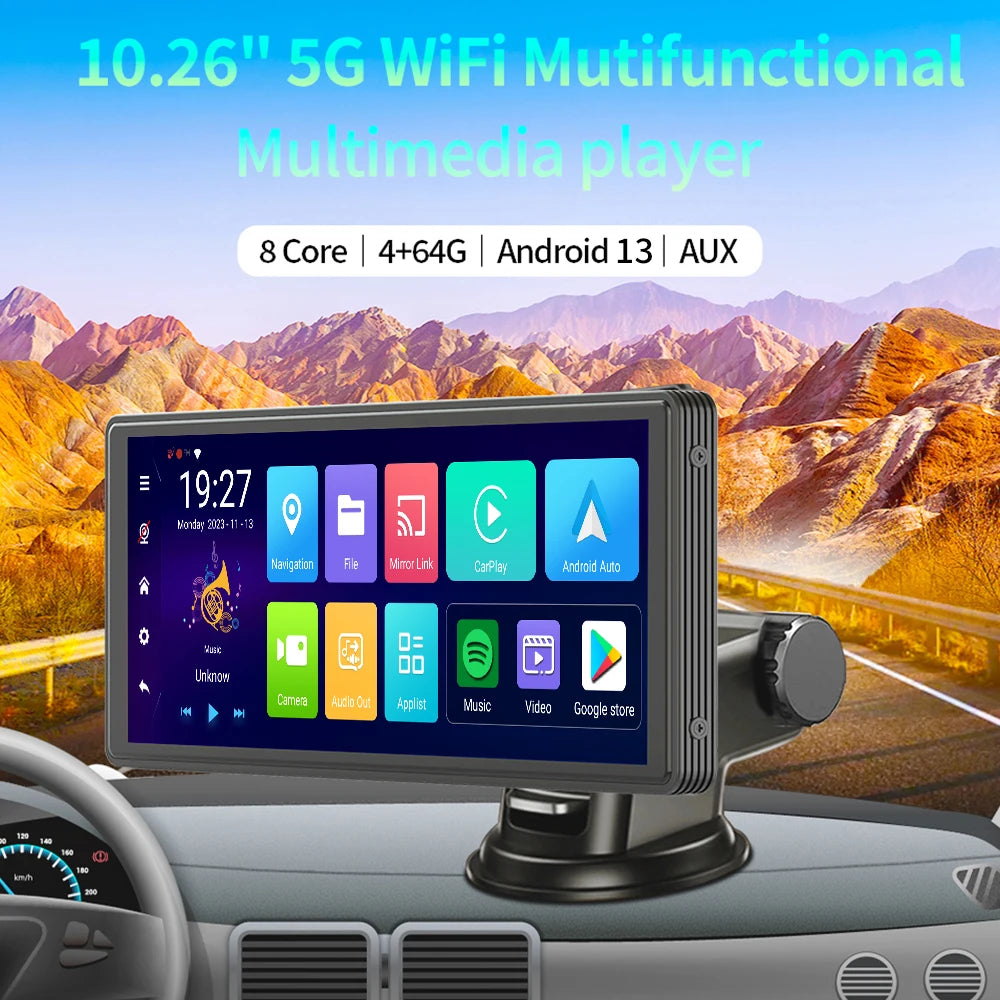 Imagebon 10.26 Inch Android 13 8 Core Rearview Mirror Camera CarPlay & Android Auto Dash Cam 5G WiFi Bluetooth GPS Navigation