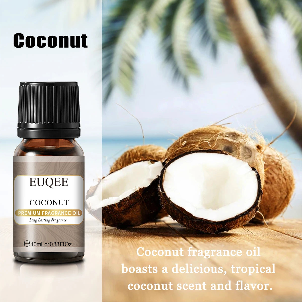 EUQEE 10ML Coconut Vanilla Bubble Gum Fragrance Oil For Making Candle, DIY Soap Coffee Cake Cedarwood Premium Aroma Oils