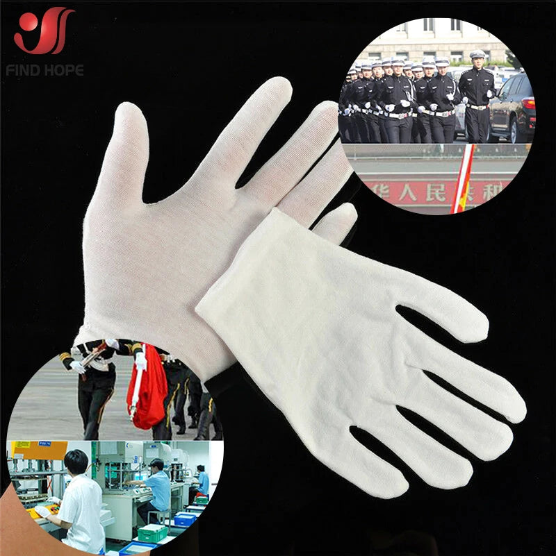 6 Pairs New Full Finger Men Women Etiquette Disposable White Cotton Gloves Waiters/Drivers/Jewelry/Workers Mittens Sweat Glove