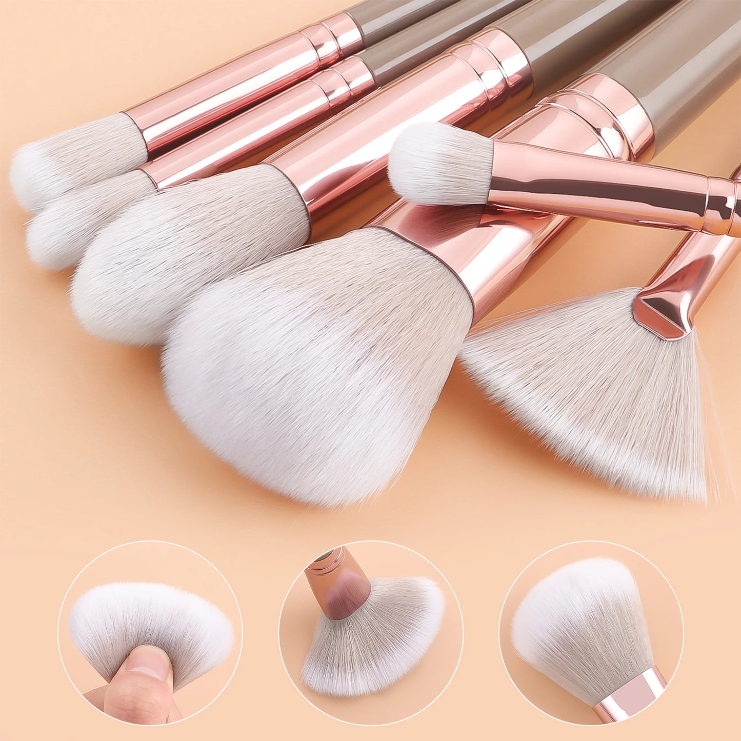 20 makeup brushes+3 round powder puffs+3 triangular powder puffs+3 beauty eggs+3 finger powder puffs+3 mini beauty eggs+1 washin